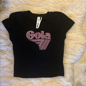 Gola Black Tee with Pink Graphic from Anthropologie New